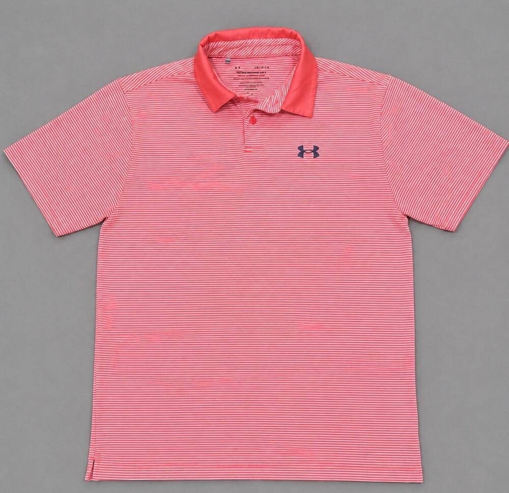Under Armour Men's Large Loose The Performance Polo Red Stripe